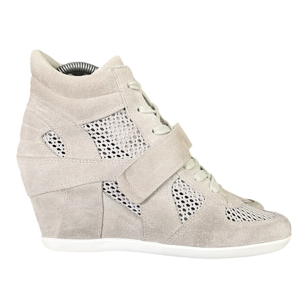 ASH Limited Grey Suede Mesh High Top Hidden Wedge Sneakers Womens Size EU 38